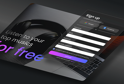 Sign-up music web sign up web ui web design