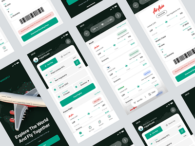 Flight Tickets Booking Mobile App 3d airasia android boarding boardingpass booking bookingticket design flight flightticket illustration ios mobile mobileapps pass plan ticket ticket aplication ticket app ui design