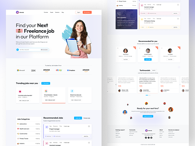 Freelance Job Landing page Design UI branding career clean creative design figma finder freelance freelance job hiring job searcing website job seeker landing page mockups template ui ui design vacancy work