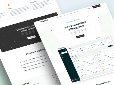 Logistics Web Application - Landing Page app application branding dashboard design export illustration import landing page logistics logo minimalist design modern design ui ui ux vector web application web landing page web ui website