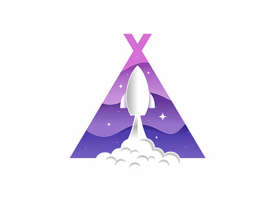 Rocket Camp Logo adventure camp camping fly gradient illustration logo night outdoor plane rocket sky space spaceship tent travel