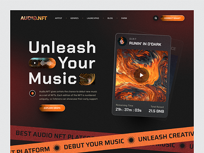 Audio NFT Website Design audio nft branding graphic design landing page nft ui web design website