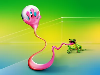 Eye For the Eye eye frog gradient hand illustration sticky surreal vector