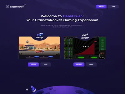 Cash Crush - Provably Fair Casino Games animation aviator bet betting casino casino game crash crash game crypto crypto casino fly gambling game gaming motion graphics online casino plane provably fair rocket white label