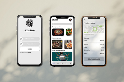 Pizza delivery application app application branding delivery design graphic design illustration mockup pizza ui ux