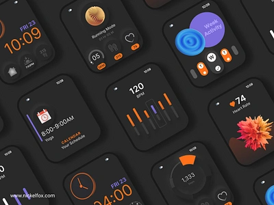 Smart Watch UI clean darkmode design fitness graphic design health healthapp heartrate heathcare illustration smartwatch stepcounter steps typography ui ux vector watch watch screen watchapp