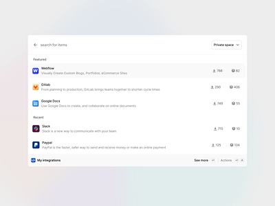 Stratis UI - Command K app clean command command k design details interface menu minimal modal overlay popup search settings ui ui design ui kit ux ux design web