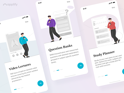 UI Design of medical education app app app design app screens applications applify branding design education educational apps medical mobile app design mobile apps ui ui design ux design