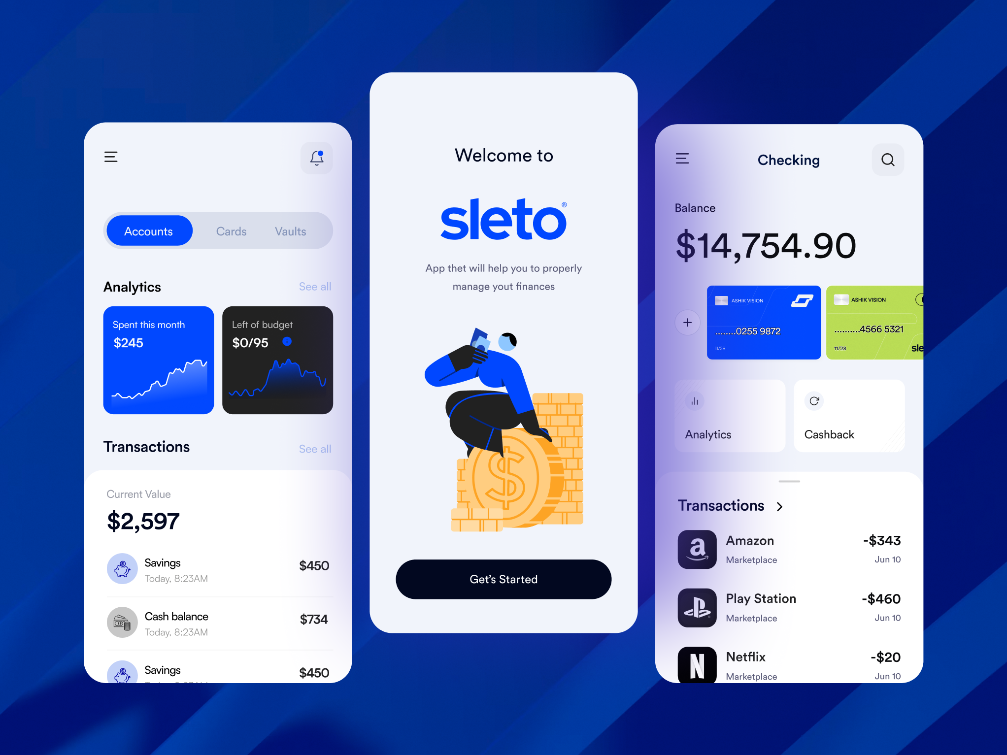 Sleto Branding & UI/UX Design bank banking app brandbook branding branding design design finance fintech landingpage logo design minimal mobile app online banking redesign startup ui visual identity webdesign website website concept