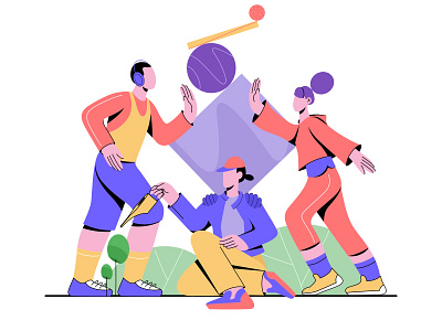 Teamwork branding flat illustration teamwork vector