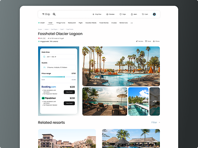 iTravel Detail Page - Web Design Concept booking daily ui hotel landing page lightmode resort summer travel trip ui ux vacation web design