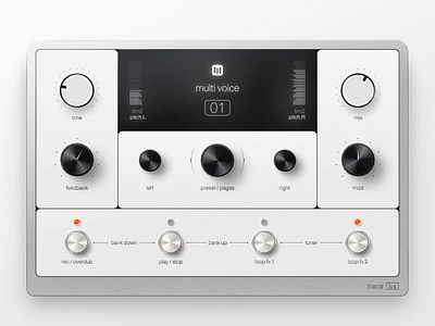 Delay Effect UI Redesign app classic clean delay design desktop digital effect gray guitar industrial knob minimal modern music plugin switch ui vst white