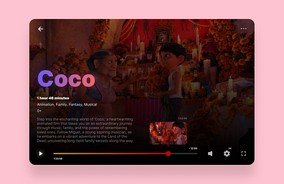 Video Player 057 57 challenge daily ui 057 dailyui dailyui057 design disney mockup netflix pixar player ui uiux video video player website