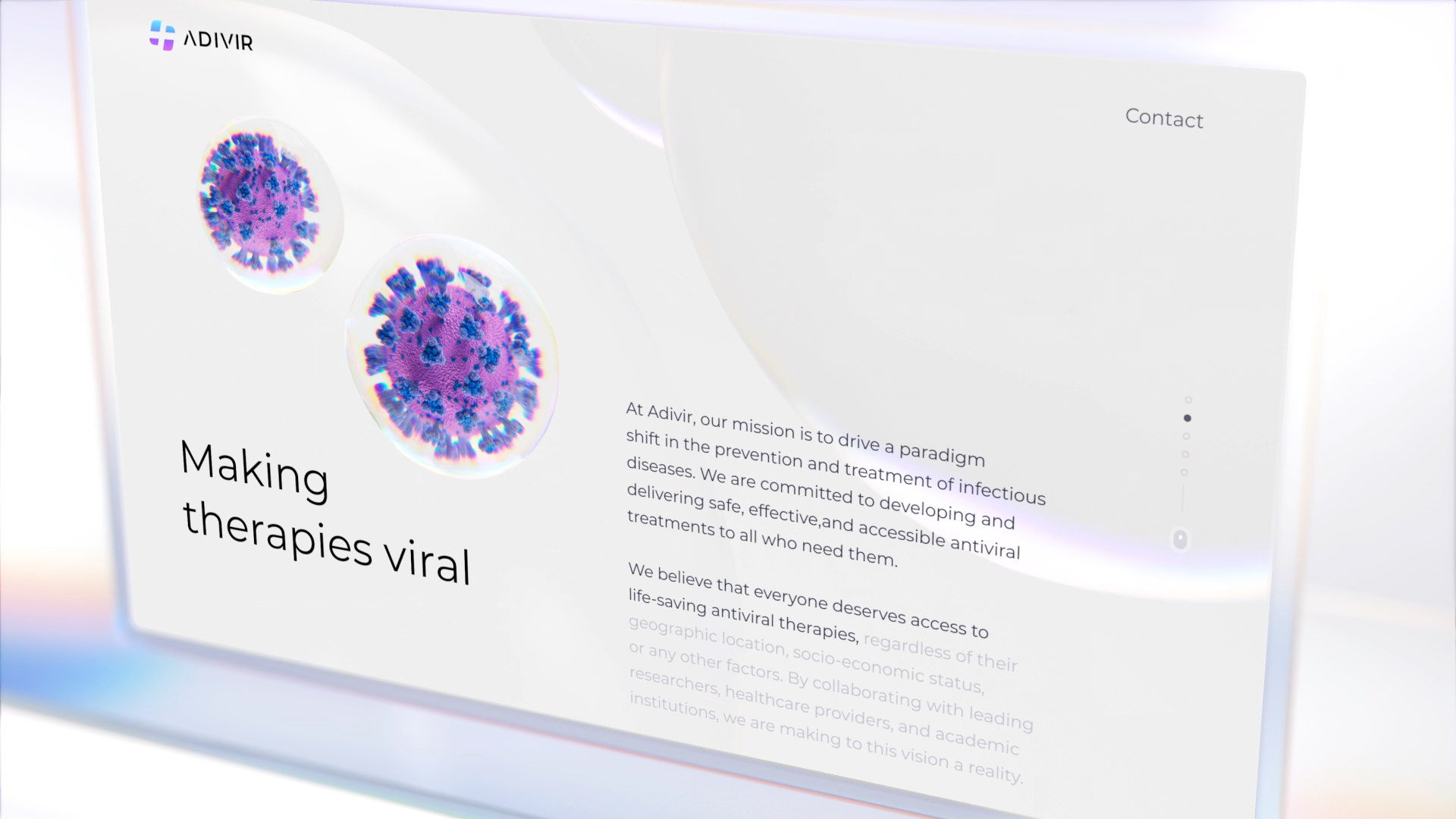 Adivir Website 3d agency aid animation c4d motion graphics productdesign site ui ui design ux ux design virus web web design webdesign