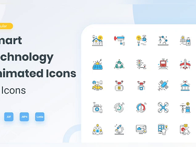 Animated Smart Technology Icons (GIF, Lottie, AEP, MP4) 2d animated branding design motion graphics vector