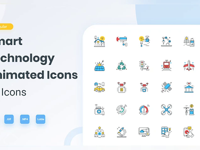 Animated Smart Technology Icons (GIF, Lottie, AEP, MP4) 2d animated branding design motion graphics vector
