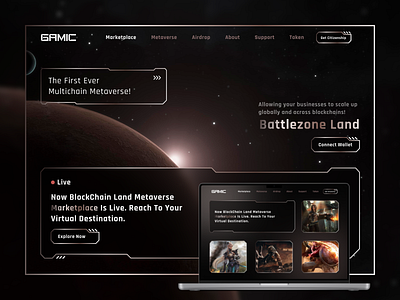 Blockchain Land • Metaverse landing page blockchain crypto dark mode design metaverse planets ui web3