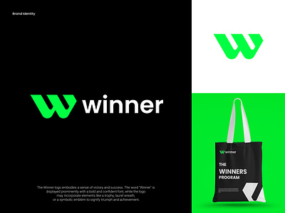Winner logo award branding fitness icon letter logo sport web3 winner