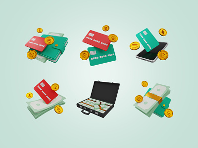 Currency 3d icons 3d 3d icons bills blender c4d coins currency finance investments money render wallet web website