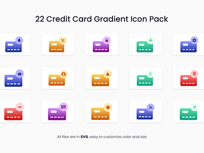 Credit Card Gradient Icons app banking icon card icon card notification icon card valid icon credit card icon debit card icon design finance icon graphic design icons illustration typography ui ux vector