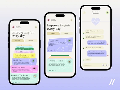 Language Learning Mobile IOS App ai android animation app app design app interaction chat dashboard design education elearning ios learning mobile mobile app mobile ui motion online ui ux