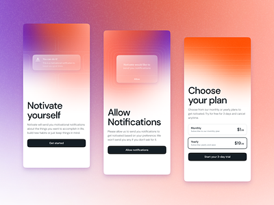 Notivate blur clean ios mobile app motivation notification notivate onboarding subscription