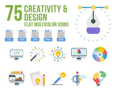 Creativity and Design icons color creative creativity design flat graphic icon illustration multicolor vector web