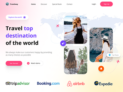 Travel Landing Page branding design designs gradient hero landing page illustration landing page travel ui web website