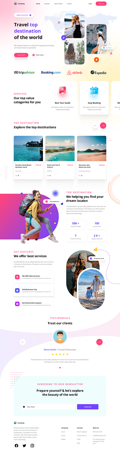 Travel Landing Page branding design designs gradient hero landing page illustration landing page travel ui web website