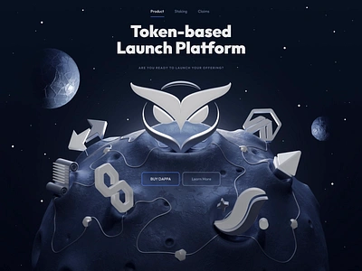 Token Launch Platform Hero Image 3d design blockchain crypto cryptodex cryptotrading decentralizedexchange defi dex digitalassets earnyield ico ido landing page launchpad liquidity logo staking swap token web