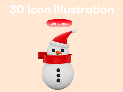 Christmas 3D icon - snowman 3d 3d icon 3d illustration 3d object christmas snowman xmas