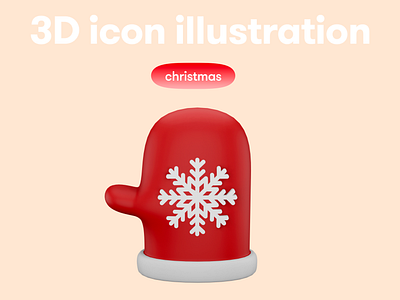 Christmas 3D icon - mitten 3d 3d icon 3d illustration 3d object christmas mitten xmas