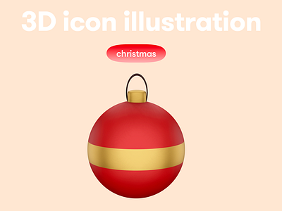 Christmas 3D icon - ball 3d 3d icon 3d illustration 3d object ball christams xmas