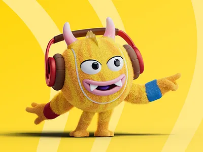 LTA Tennisables - Spin 3d 3d character 3d character design 3d design 3d illustration bright character design fun fur illustration render tennis ball yellow