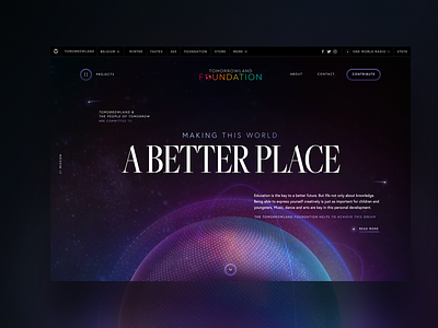 Foundation Website Concept agency belgium design globe homepage purple typography ui ux web design webdesign website