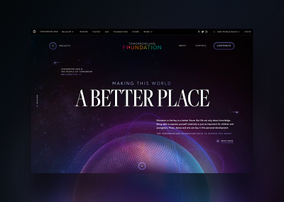 Foundation Website Concept agency belgium design globe homepage purple typography ui ux web design webdesign website