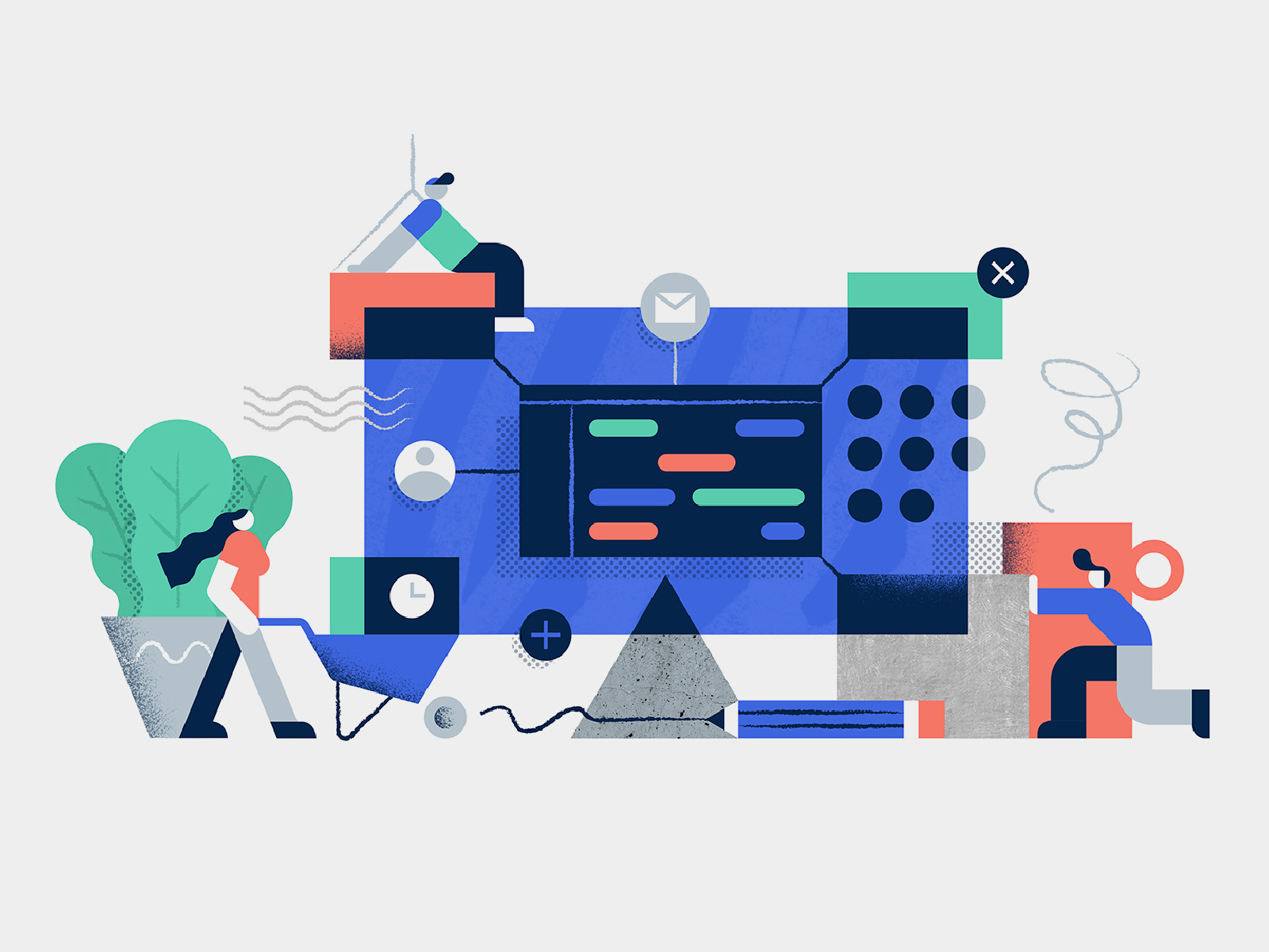 Dynamo - Project Management Software character design geometric icon icons illustration line logo software spot illustration technology texture ui ux vector