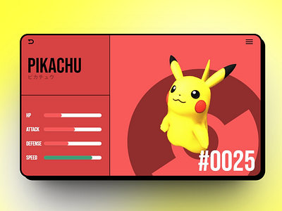 Pikachu entry in Pokédex animation design graphic design motion graphics pokemon ui