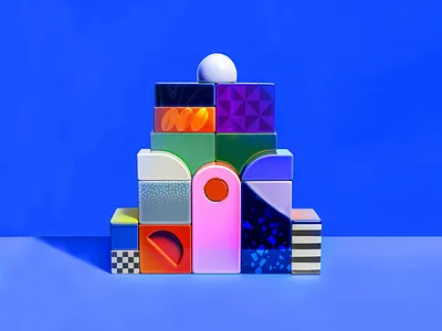 🔹🎾🔳🌲🔵 building blocks ceramic colorful colorful shapes colourful geometric geometry illustration midjourney minimal mosaic tiles