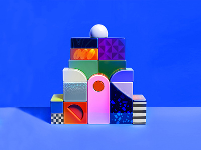 🔹🎾🔳🌲🔵 building blocks ceramic colorful colorful shapes colourful geometric geometry illustration midjourney minimal mosaic tiles