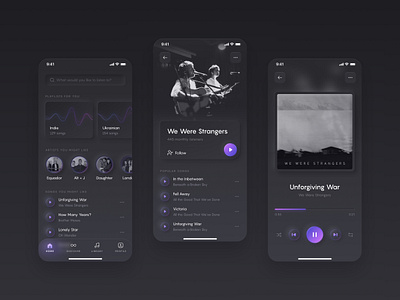 Music service mobile app app design interface mobile app music app neumorphism player ui