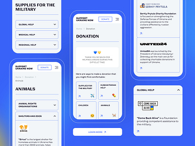 Donation page - Support Ukraine Now - Mobile Website charity charity foundation design donate donation page help ukraine military mobile mobile website russia is a terrorist ui uiux design ukraine ukraine war ux web design web sedign webdesign website