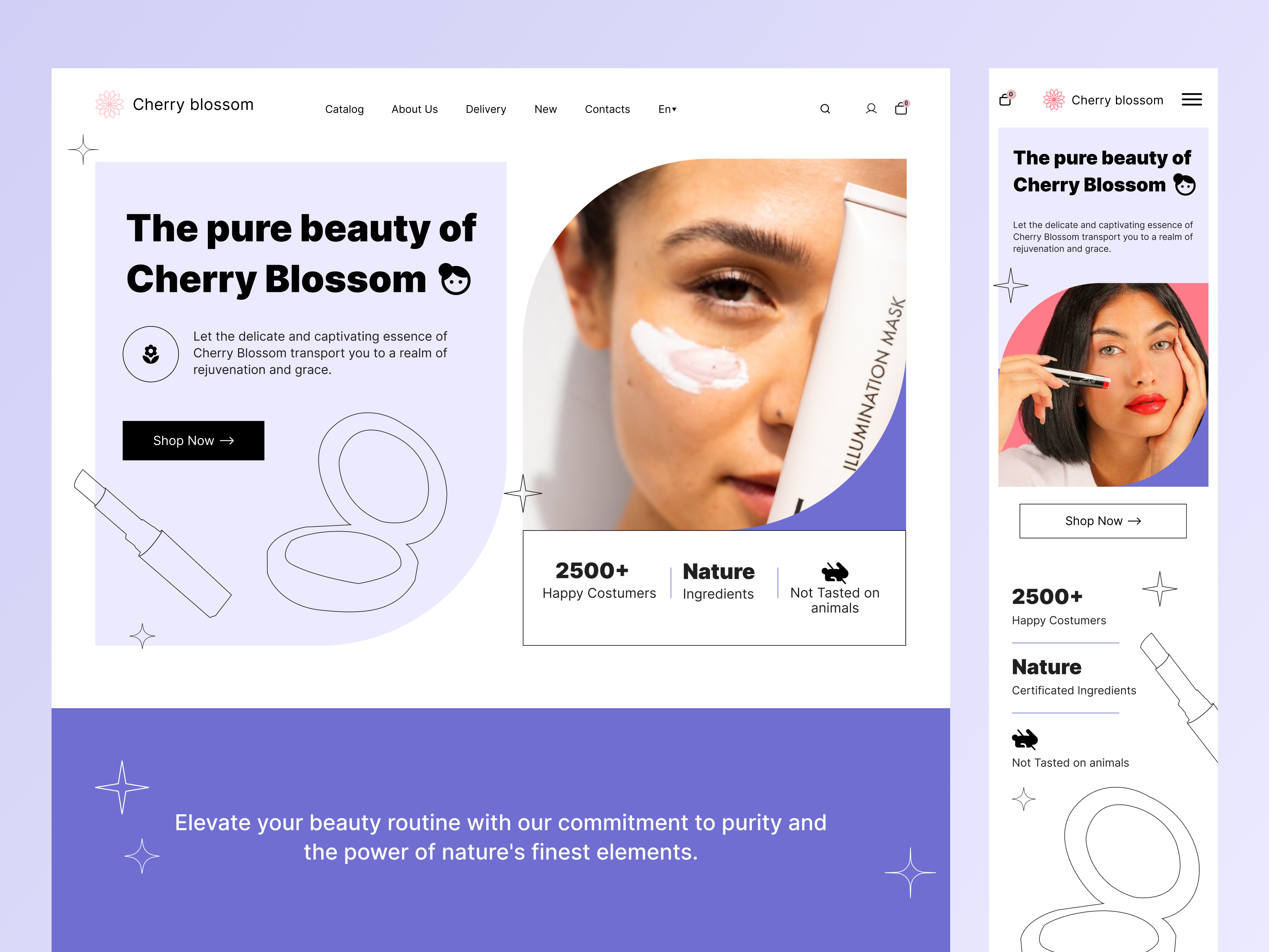 Organic cosmetics e-commerce UI beauty clean design dribbble e commerce ecommerce inspiration landing page minimal modern nature cosmetic online shop pastel product design shop skincare webdesign