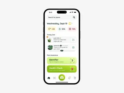 Plants App — Showcase assistant blog cards care dashboard design fresh garden ios mobile app plant app plant care plants popup profile scan tab bar ui ux widgets