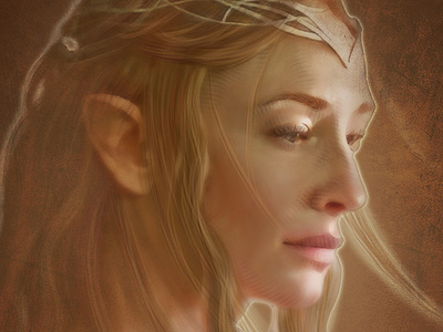 Galadriel illustration lord of the rings painter portrait procreate