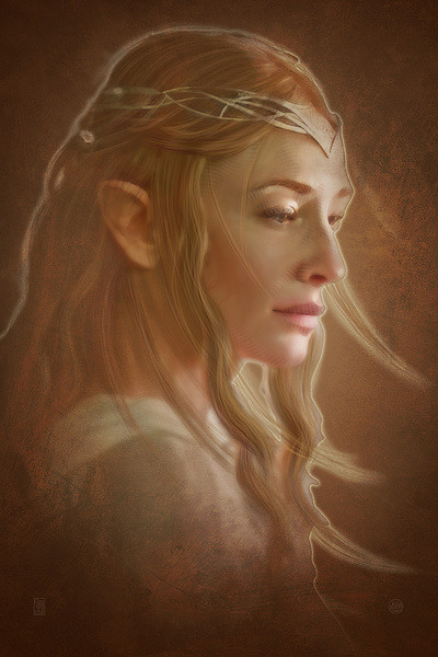 Galadriel illustration lord of the rings painter portrait procreate