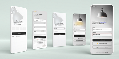 Smart Lamp - Mobile Concept app application branding design figma graphic design illustration lamp lamp shop mobile app mockup pendant lamp smart lamp ui uiux