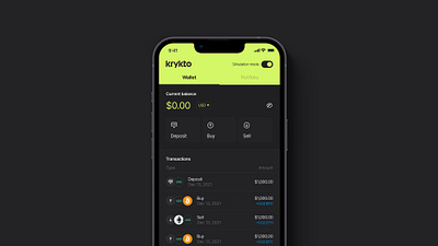 Krykto - Simulation mode app crypto dark simulation wallet