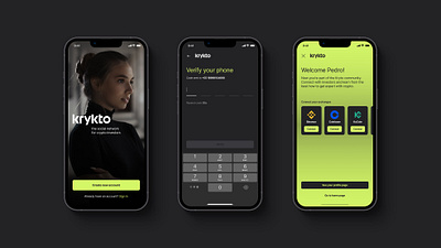 Krykto - Sign up app ios login mobile onboarding sign in sign up
