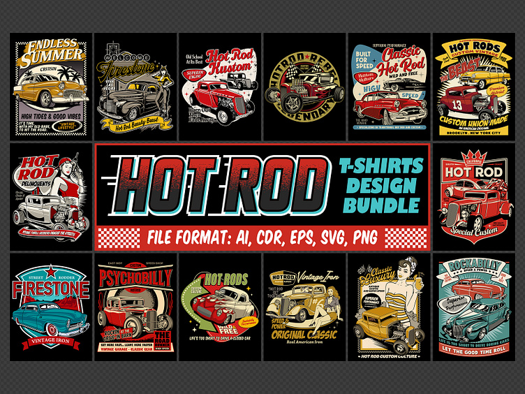 HOT ROD Tshirts Design Bundle by warrockdesigns on Dribbble